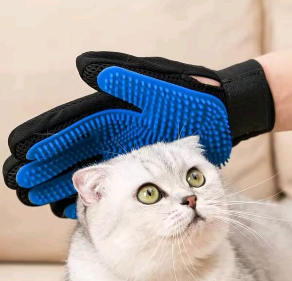 Guante Masajeador Removedor Pelo Suave Ajustable Negro/Azul Unitalla