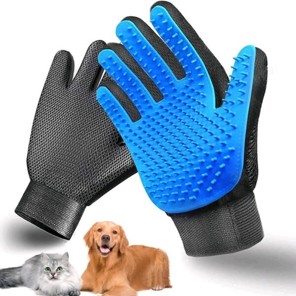 Guante Masajeador Removedor Pelo Suave Ajustable Negro/Azul Unitalla - Imagen 2
