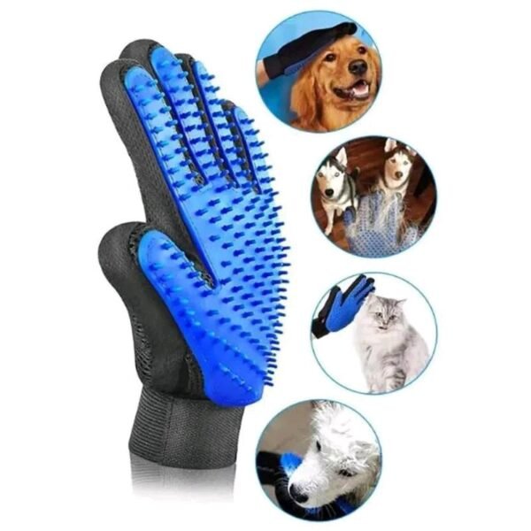 Guante Masajeador Removedor Pelo Suave Ajustable Negro/Azul Unitalla - Imagen 4
