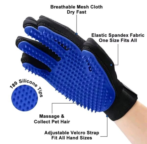 Guante Masajeador Removedor Pelo Suave Ajustable Negro/Azul Unitalla - Imagen 5