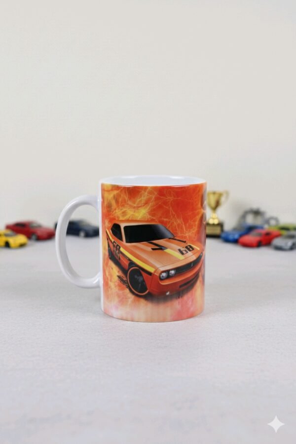 Taza Coche Deportivo Ardiente Pasión Regalo Cerámica Blanca