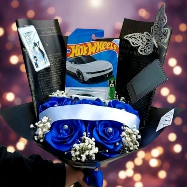 Rosas Azules Eternas Lujo Regalo Perlas Blancas