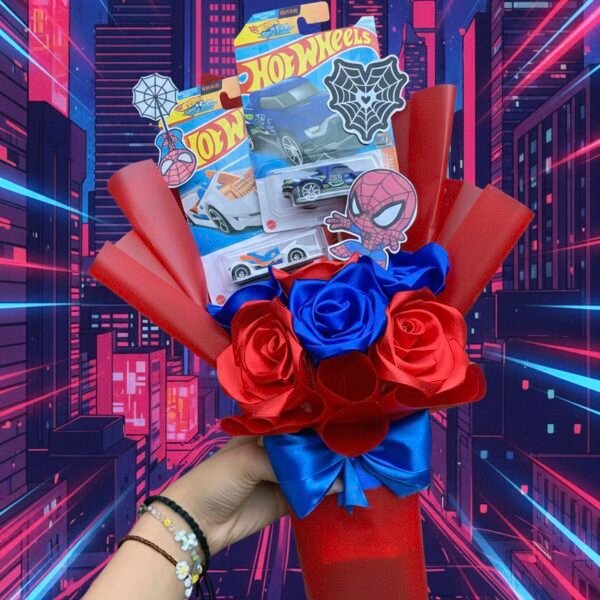 Ramo Arreglo Floral Personalizado Regalo SpiderMan HotWheels