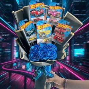 Ramo Exclusivo Rosas Azules Regalo Original Coches Hot Wheels Único