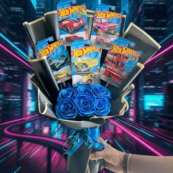 Ramo Exclusivo Rosas Azules Regalo Original Coches Hot Wheels Único