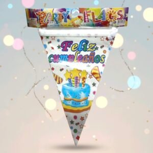 Banderín Cumpleaños Celebración Alegría Blanco Plástico